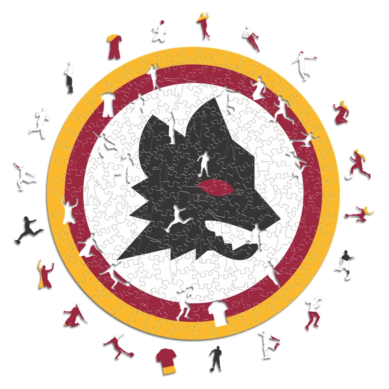 Iconic Puzzles - AS Roma, Lupetto, 100% eco-sustainable wooden puzzle with official license, Size M, 270 Pcs - Image 1