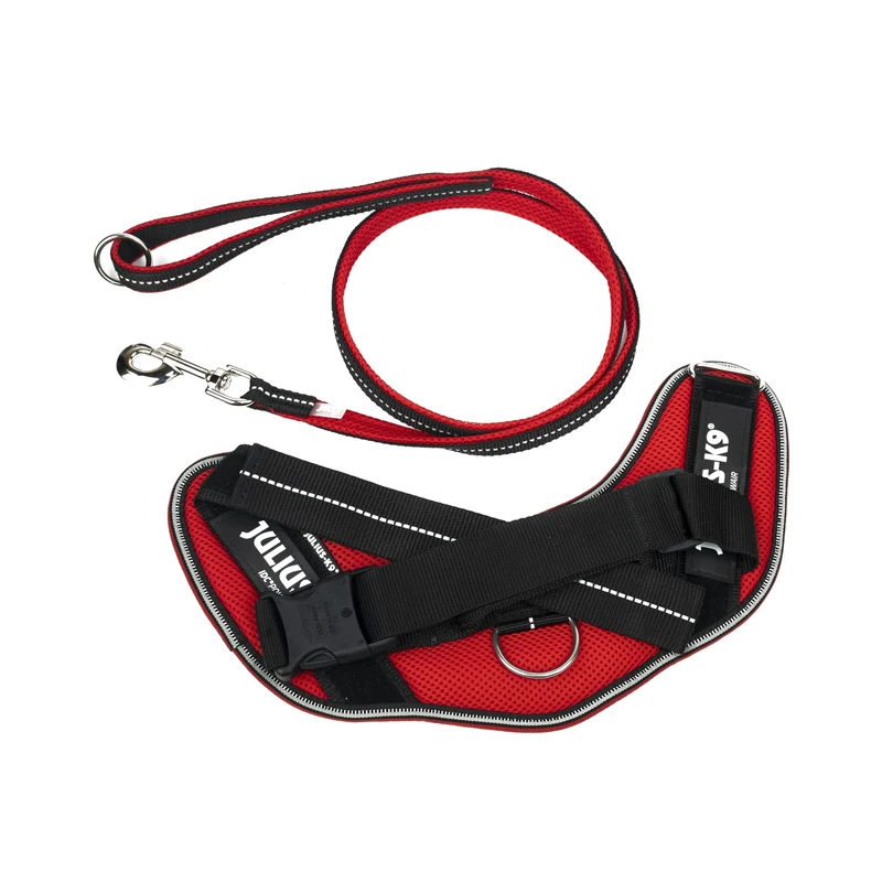 IDC Powair Bundle - IDC Powair Harness, Size: M/0, Red + IDC Powair Leash, Size: 1,2 m with Handle and Large Carabiner, Red