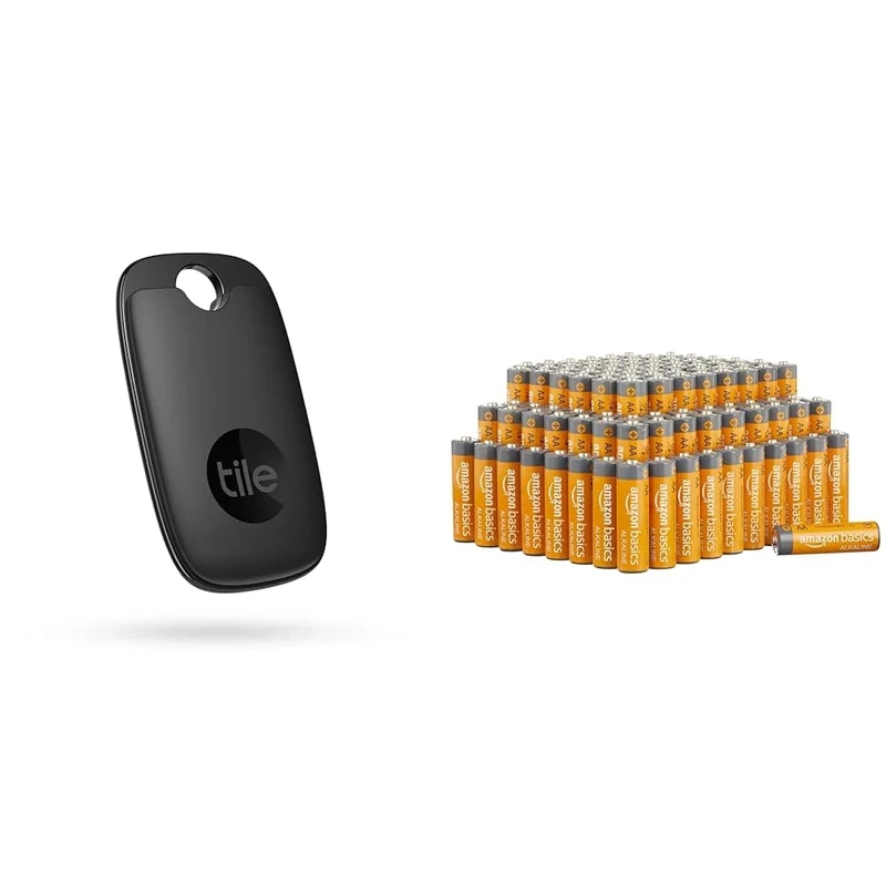Tile Pro (2022) Bluetooth Item Finder, 1 Pack, 120m finding range, works with Alexa and Google & Amazon Basics AA 1.5 Volt Performance Alkaline Batteries, 100-Pack (Appearance may vary)