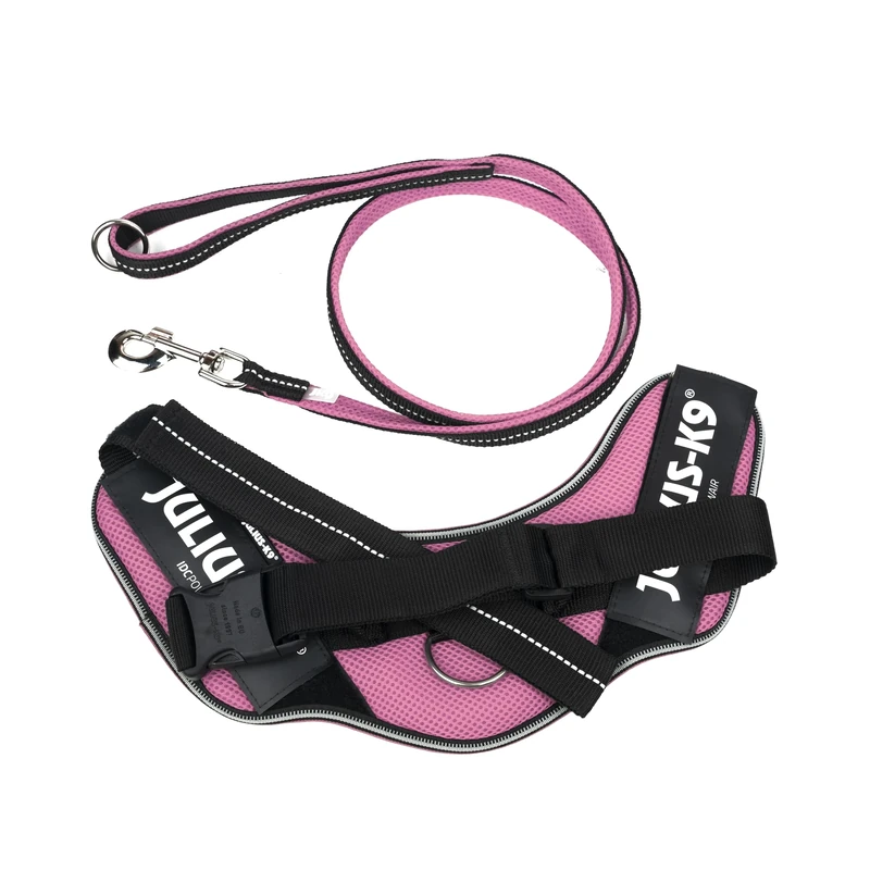 IDC Powair Bundle - IDC Powair Harness, Size: L/1, Pink + IDC Powair Leash, Size: 1,2 m with Handle and Large Carabiner, Pink