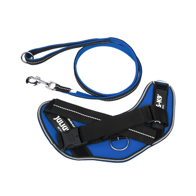 IDC Powair Bundle - IDC Powair Harness, Size: M/0, Blue + IDC Powair Leash, Size: 1,2 m with Handle and Large Carabiner, Blue