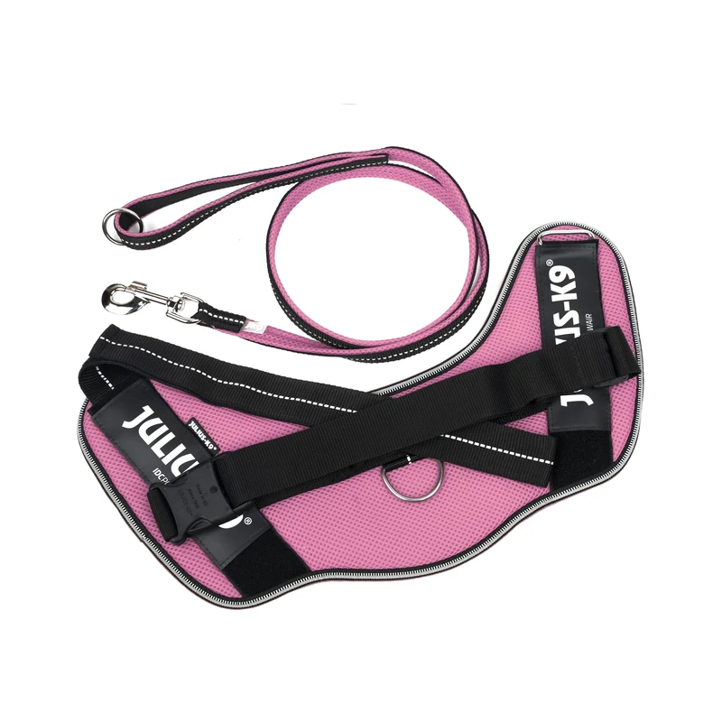 IDC Powair Bundle - IDC Powair Harness, Size: 2XL/3, Pink + IDC Powair Leash, Size: 1,2 m with Handle and Large Carabiner, Pink