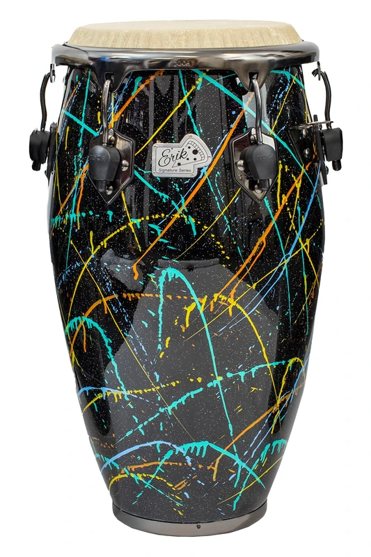Toca Conga Erik Piza 11 3/4’ Conga, Gloss Black/Color Splashes
