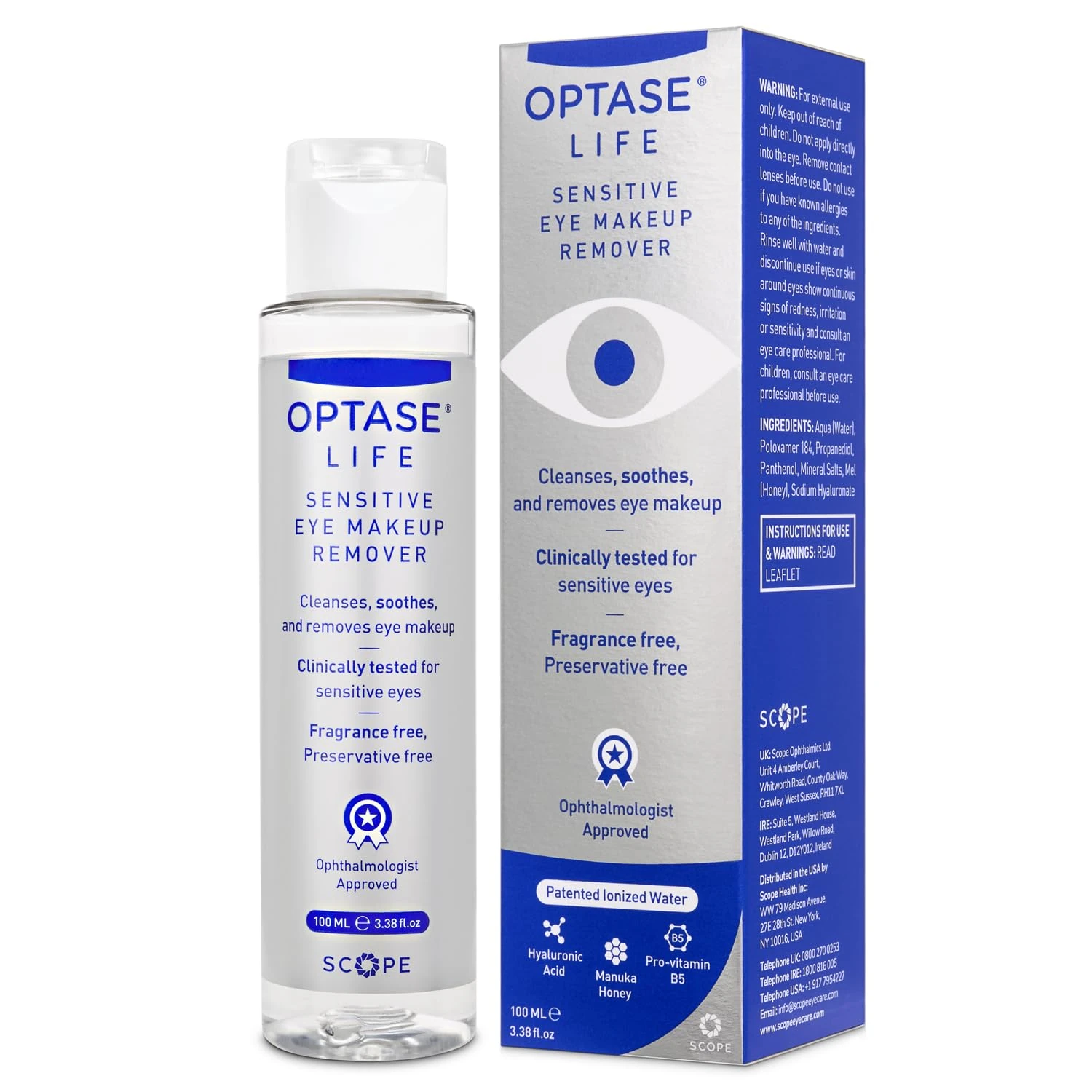 Optase Life Sensitive Eye Makeup Remover - Oil-Free and Non-Greasy Cleanser, a Step Up From Micellar Water - Formulated for Sensitive Eyes - Ophthalmologist Approved - 100ml