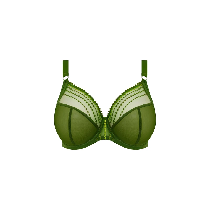 Elomi Women's Matilda Plunge Three-Piece Sheer Mesh Cups Side Support Moveable J-Hook for Racerback Dd+ Bras, Jungle, 38F