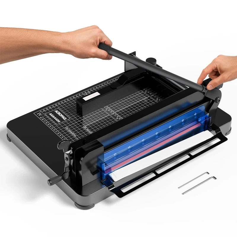 ACROPAQ A3 Paper Cutter - Professional Guillotine, Cuts up to 400 Sheets, Heavy-Duty Steel Base, Scratch-Resistant Surface, Safety Lock - A3 Trimmer, Paper Cutting Tool