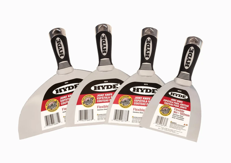 Hyde 4, 5, 6, and 8 Inch Pro Stainless, Flexible, One-Piece, Rust Resistant, Metal Joint Knife with Hammerhead End & Ergonomic Comfort Grip Handle, Versatile in Many Home Improvement Tasks, 06893 - Image 1