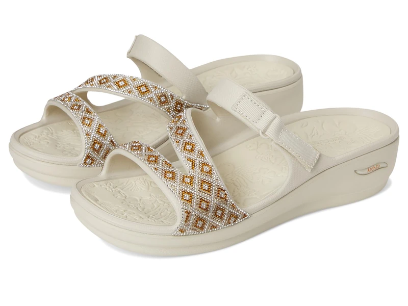 Skechers Women's Wedge Sandal, Natural, 10