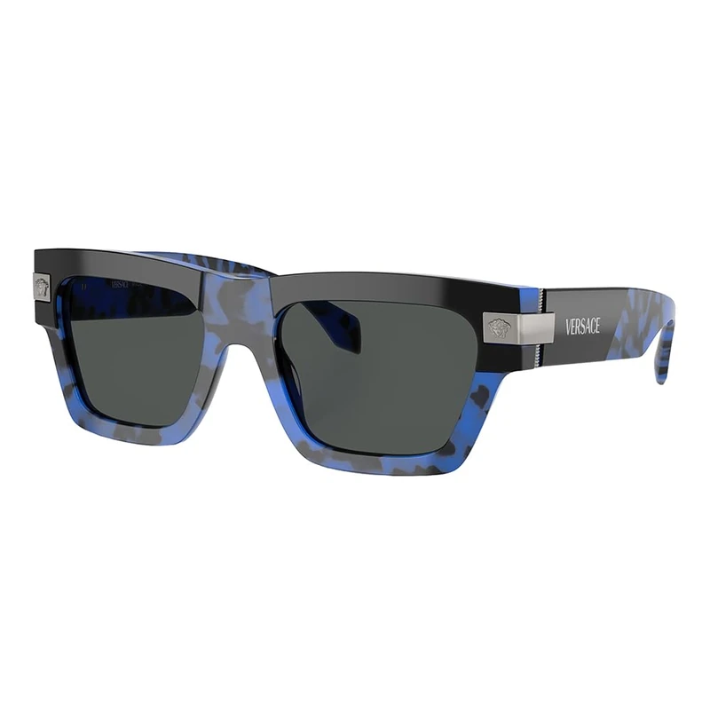 Versace Man Sunglasses Black Frame, Dark Grey Lenses, 55MM, Havana Blue, XXL - Image 1
