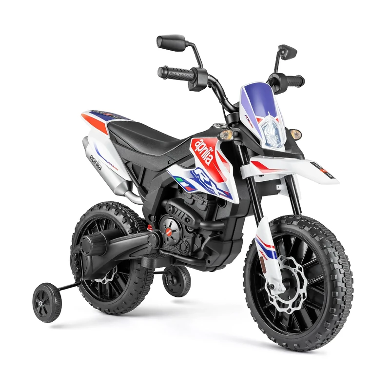 Xootz Kids Aprilia Ride-On Motorbike | Officially Licensed Battery Powered Motorcycle with Stabilisers, Electric Ride-On Toy, 3+, White