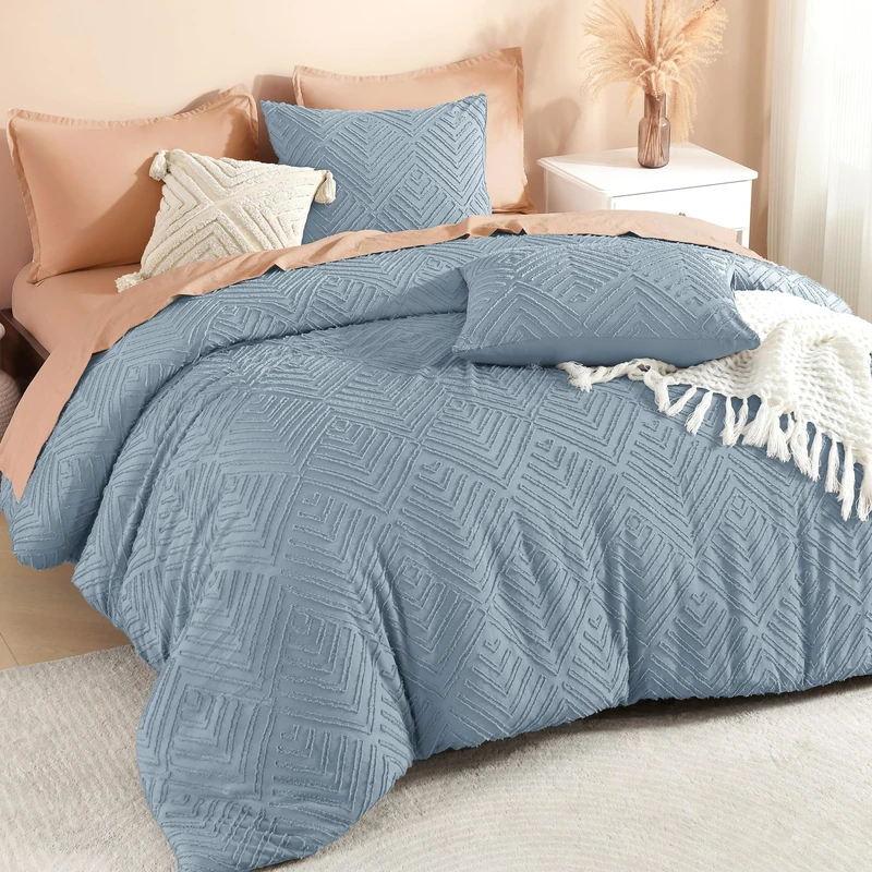 Litanika Queen Size Comforter Set, 3 Pieces Tufted Boho Bedding Set