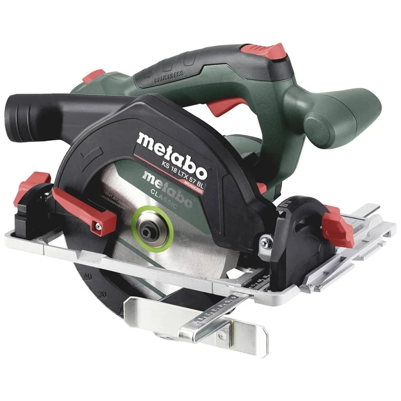 metabo KS 18 LTX 57 BL Cordless Circular Saw - 18 V, 57 mm Cutting Depth - Brushless Motor, Aluminium Base Plate, Precise Bevel Cuts, Lightweight and Ergonomic - Ideal for Construction and Renovation