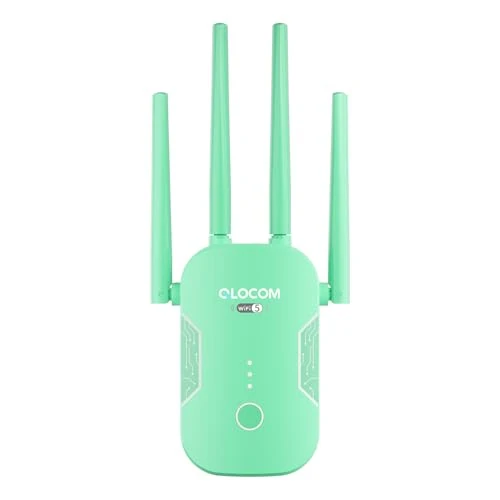 QLOCOM Home Wireless Repeater Extend Covers Up to 8640 Sq.ft and 60 Devices, Internet Booster, Quick Setup, Home Wireless Booster.ft and 60 Devices