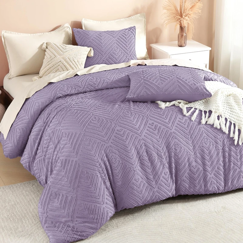 Litanika Queen Size Comforter Set, 3 Pieces Tufted Boho Bedding Set