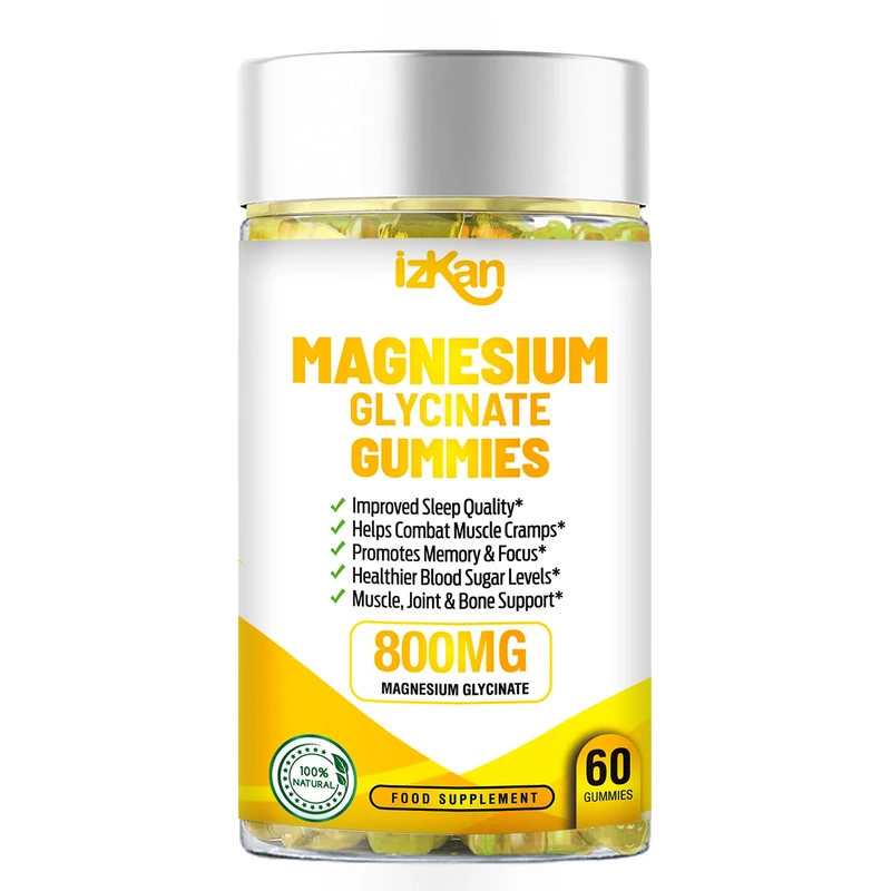 Izkan Magnesium Glycinate Gummies 1600mg - Sugar-Free Mood Support