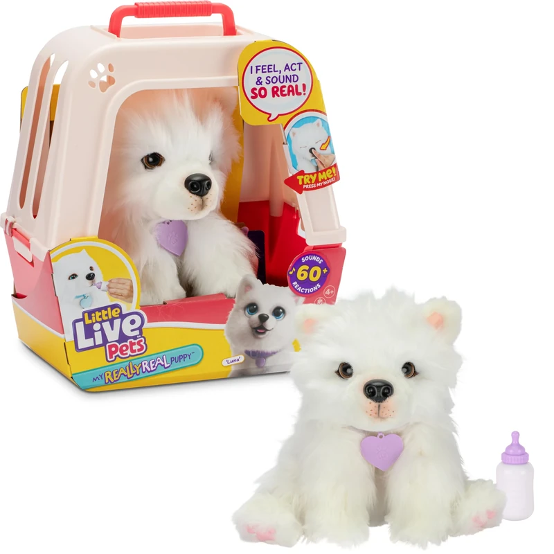 Little Live Pets My Really Real Puppy - Luna The Samoyed Realistic Interactive Toy Puppy That Reacts To Your Touch 60+ Sounds and Reactions Soft Fur, Weighted Paws