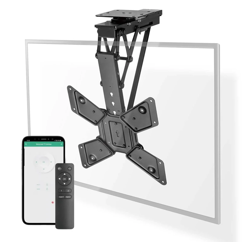 Nedis Smart Motorised Folding TV Ceiling Mount Bracket for 23-65" Screen Max 30kg Adjustable Tilt and Swivel with Remote and App Control