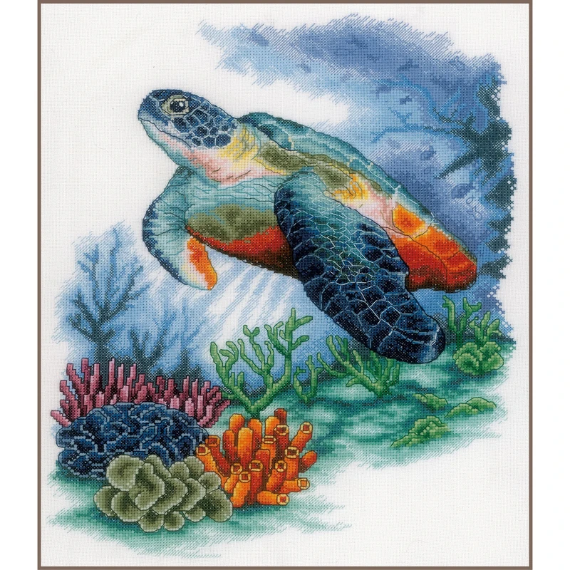Lanarte Counted Point Kit Underwater Treasures, White, ca. 33 x 40 cm