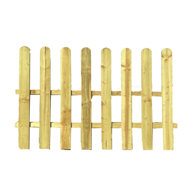 BEDS PLANET Picket Fence Panel - Natural Garden Wood - Rounded Picket, Pressure Treated - Hand Built for Long-Lasting Use - 6 Feet (L) x 3 Feet (H) for Quality Fencing