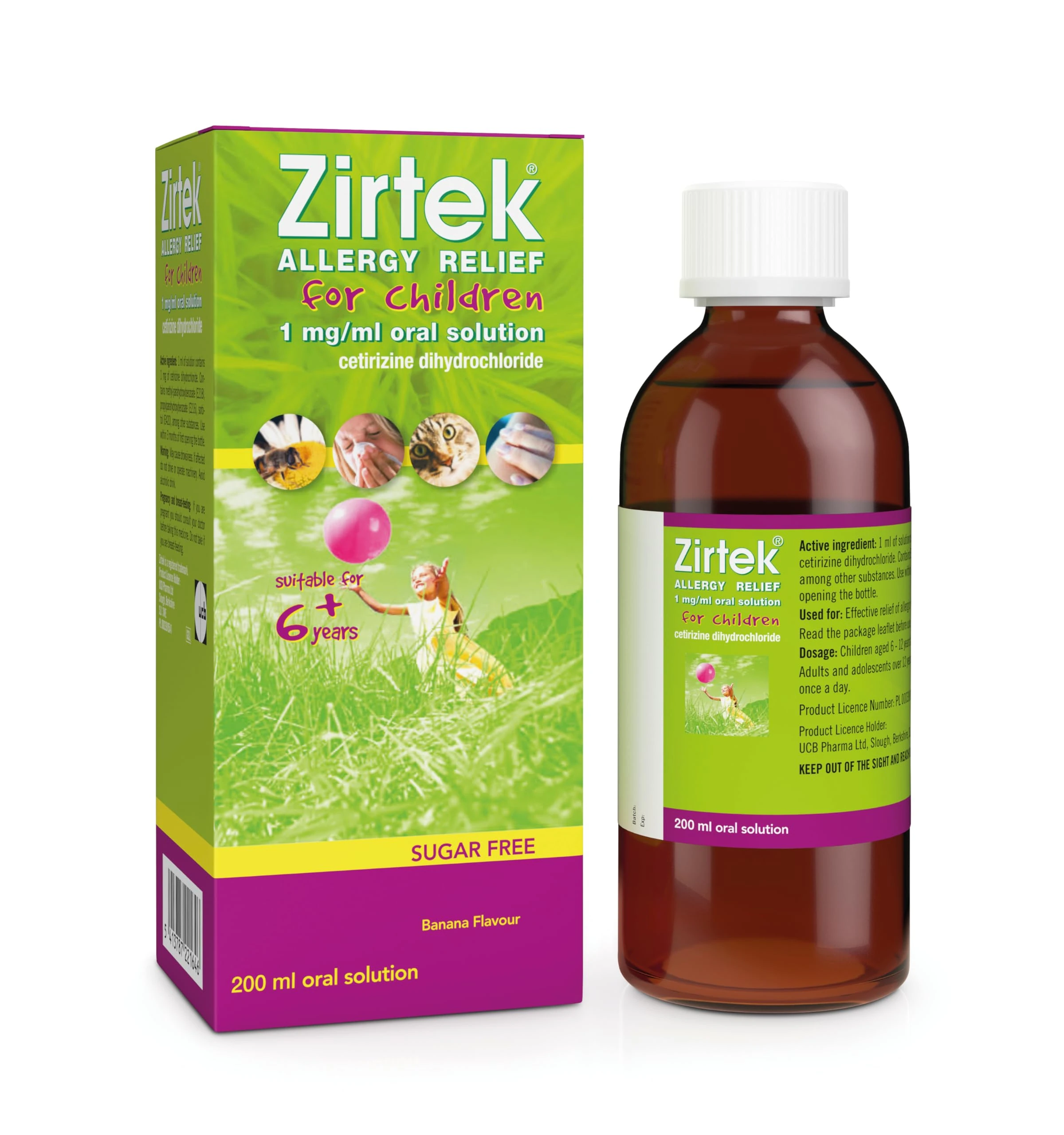Zirtek Allergy Relief 200 ml Syrup | Hayfever, Dust, Pets, and Hives | Cetirizine Antihistamine Solution | Helps Relieve Allergic Symptoms |antihistamine for Adults and Children Over 6 Years