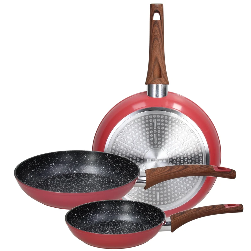 Tognana, Rose Salt Set of 3 Frying Pans 20/24/28 cm, Aluminium, Pink - Image 1