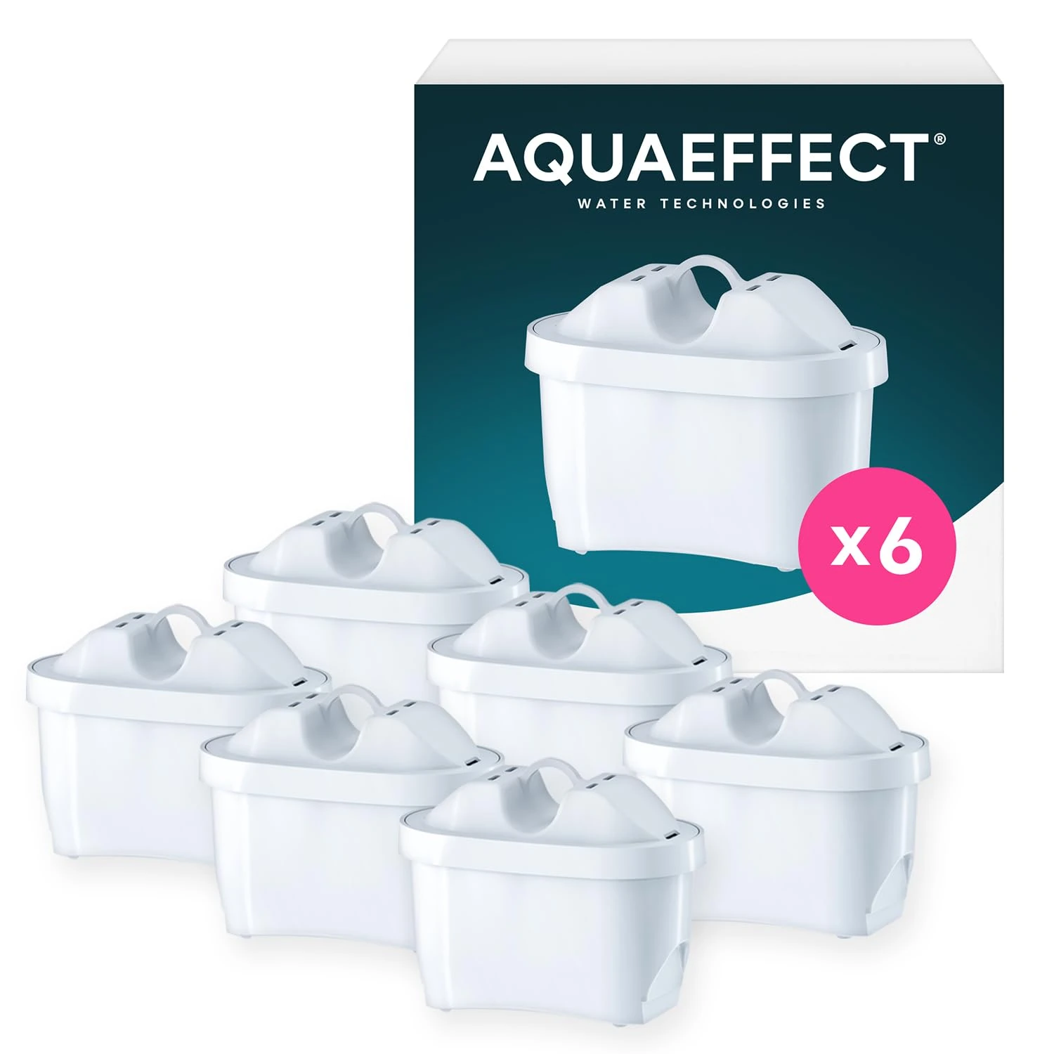 AQUAEFFECT MAX+ Water Filter Cartridges,Replacement for Brita® Maxtra+® Plus,Maxtra Pro® All-in-1,Compatible with Brita® Marella® Jug,Reduces Chlorine & Limescale,Eco-Friendly Choice (6)