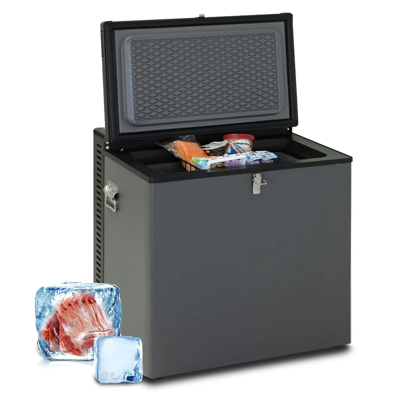 Techomey Gas Fridge Freezer, 3 Way Gas Fridge, Chest Freezer 12V 240V for Motorhome, Camper, Caravan, RV, Truck, 70L, Silent