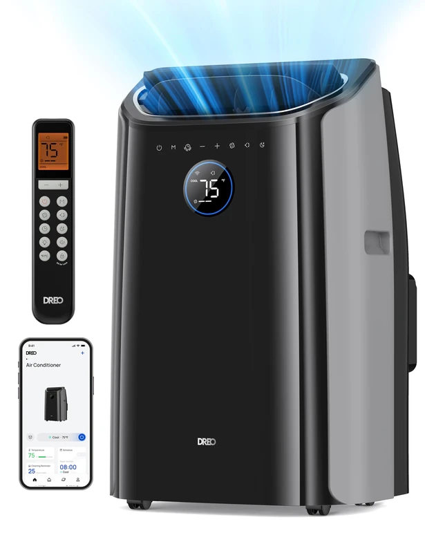 Dreo Portable Air Conditioners, 10,000 BTU Air Conditioner for Bedroom with Drainage-free Cooling, 46dB Quiet, APP/Voice/Remote, 24h Timer with Fan & Dehumidifier, Smart AC Unit for Room Indoors