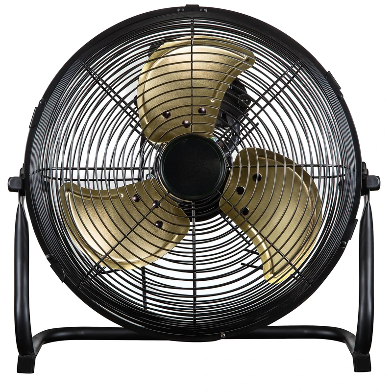 Russell Hobbs 12" High Velocity Floor Fan in Brushed Gold, 3 Speed Settings, Lightweight and Compact, Handy Tilt Feature, 3 Curved Blades, Up To 2 Years Guarantee, RHGF1221BG