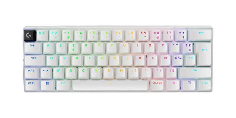 Logitech G PRO X 60 LIGHTSPEED Wireless Gaming Keyboard, White, Clavier Français AZERTY