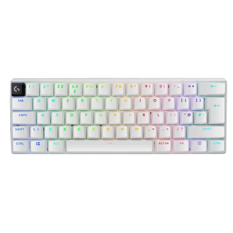 Logitech G PRO X 60 LIGHTSPEED Wireless Gaming Keyboard, Ultra Compact TKL 60% Mechanical Keyboard, LIGHTSYNC RGB, Dual-Shot PBT Keycaps, GX Optical Tactile Switches, Windows PC, UK English - White