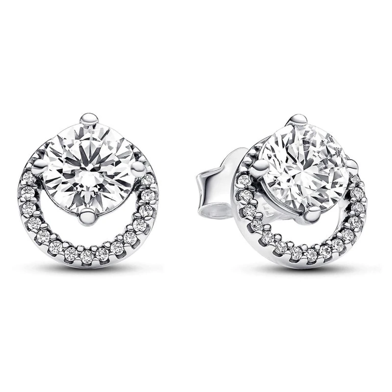 Pandora Timeless Sterling silver stud earrings with clear cubic zirconia