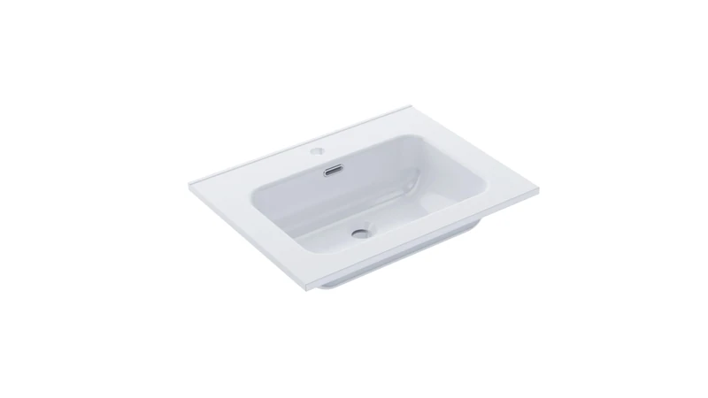 BAIKAL Built-in Ceramic washbasin. High Quality Ceramic countertop. Rectangular Sink in White Gloss. Easy to Assemble washbasin.