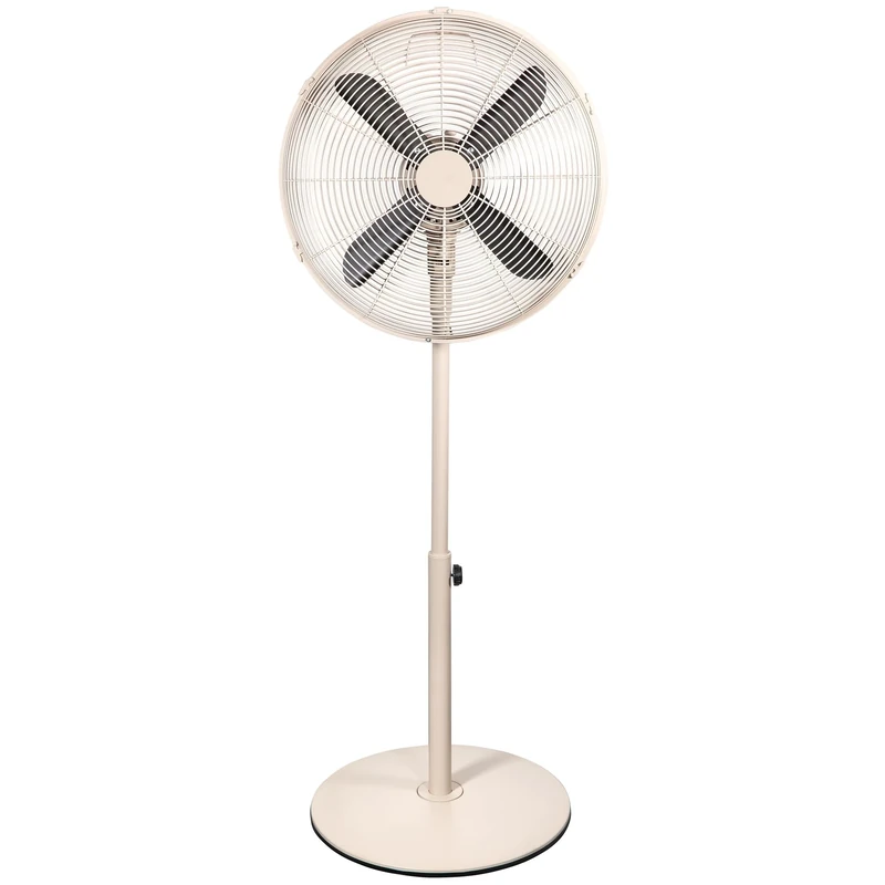 Russell Hobbs 16” Metal Pedestal Fan in Greige (Grey/Beige), 3 Speed Settings, Powerful Airflow, Ergonomic Design, Tilt and Oscillating Features, 4 Curved Blades, Up To 2 Years Guarantee, RHMPF1601GR