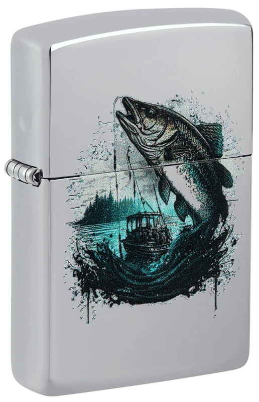 Zippo Original Lighter Boat with Fish - Fishing Boat Petrol 60007022 - Image 1