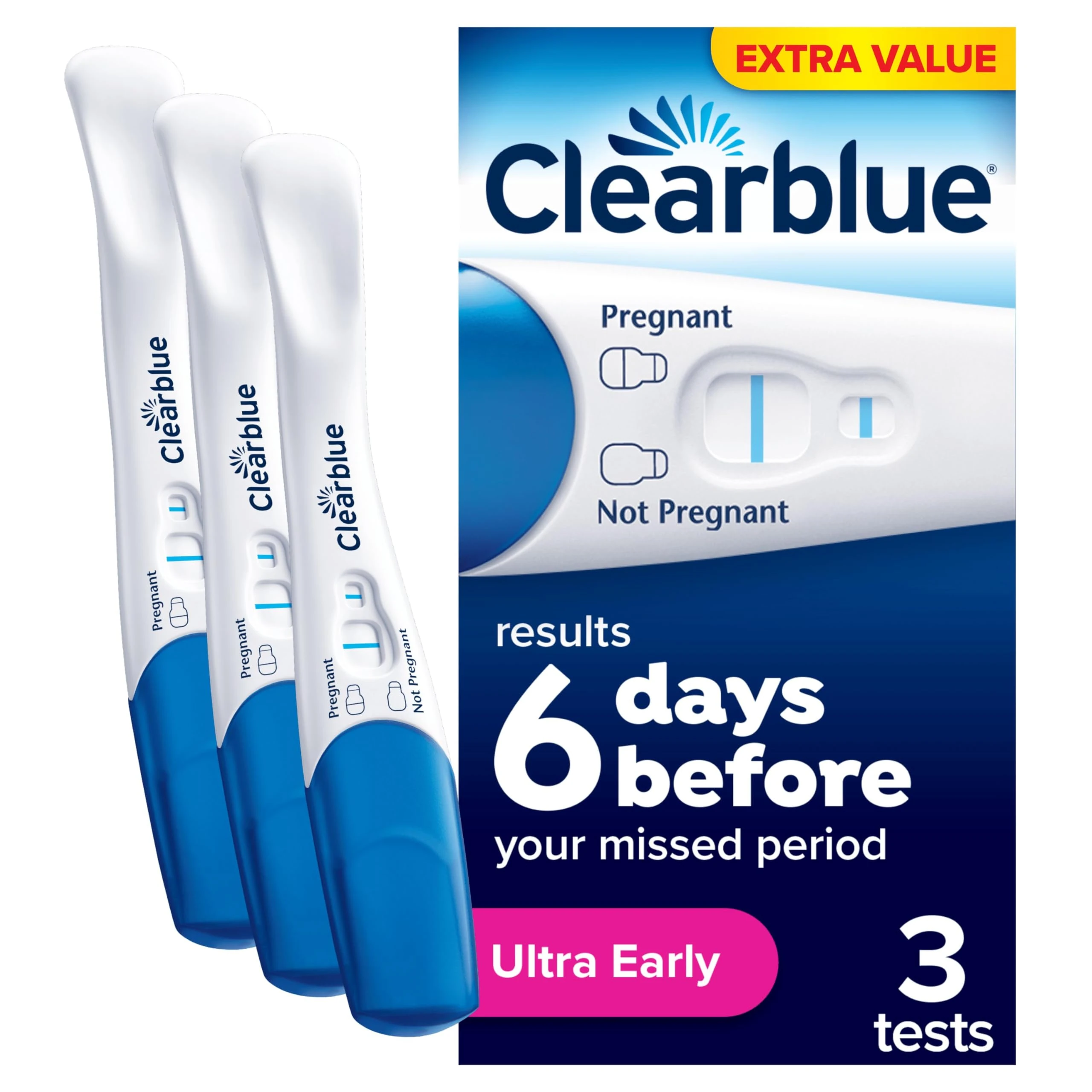 Clearblue Pregnancy Tests, Early Detection Pregnancy Test, Results 6 Days Early, 99% Accurate Results, 3 Visual Tests