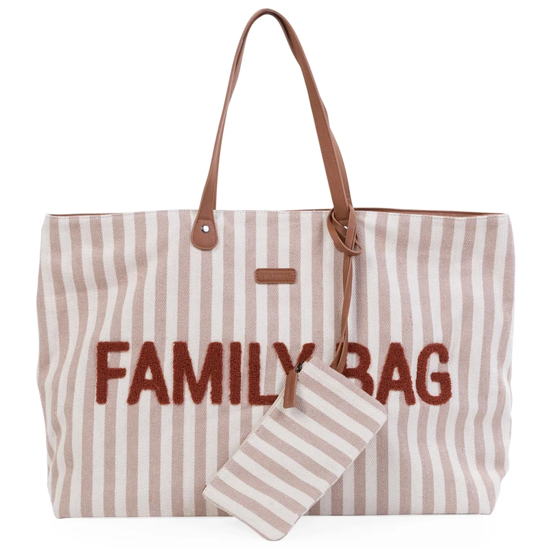 Childhome Family Bag - Terracotta Stripes Travel Tote