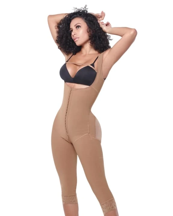 Lipo Express Stage 2 Colombian BBL Faja- Post Surgical Recovery Shapewear For Tummy Tucks Lipo360 or BBL Compression Garment Long Leg, Nude, Large