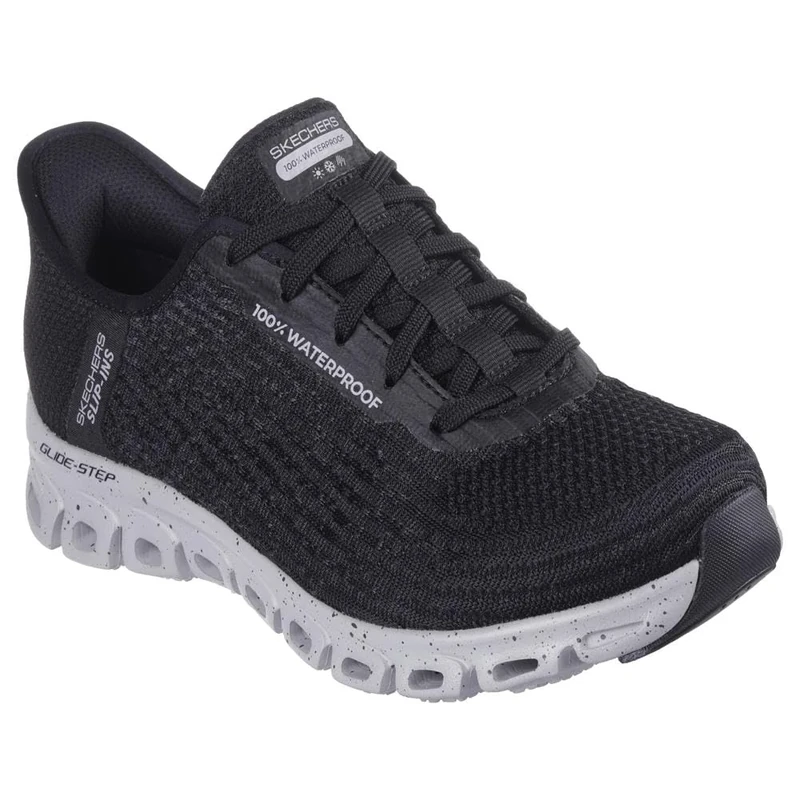 Skechers Women's Waterproof Glide Step Rainy Day Sneaker, Black/Grey=bkgy, 11