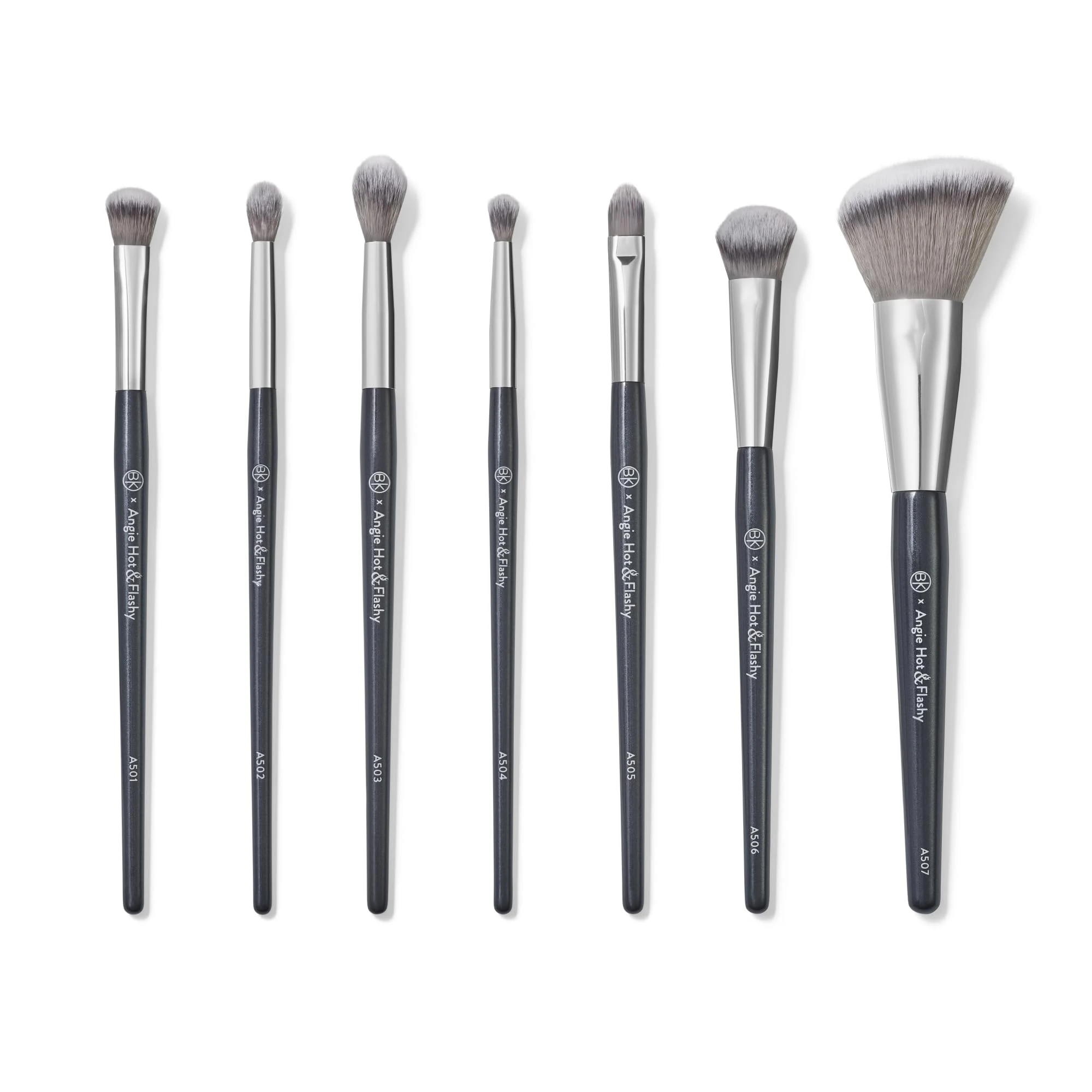 BK BEAUTY BRUSHES - ANGIE HOT & FLASHY Brush Set (7PC) - Foundation Makeup Brushes - Brush for Liquid or Cream Foundations - Under-Eye Concealer | Bronzer, Blush & Highlighter Makeup Brush