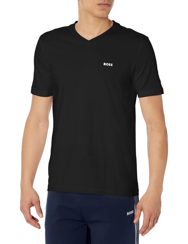 BOSS Men's Small Logo Cotton Vneck Short Sleeve Tshirt, Black Cloud, 3XL - Image 1