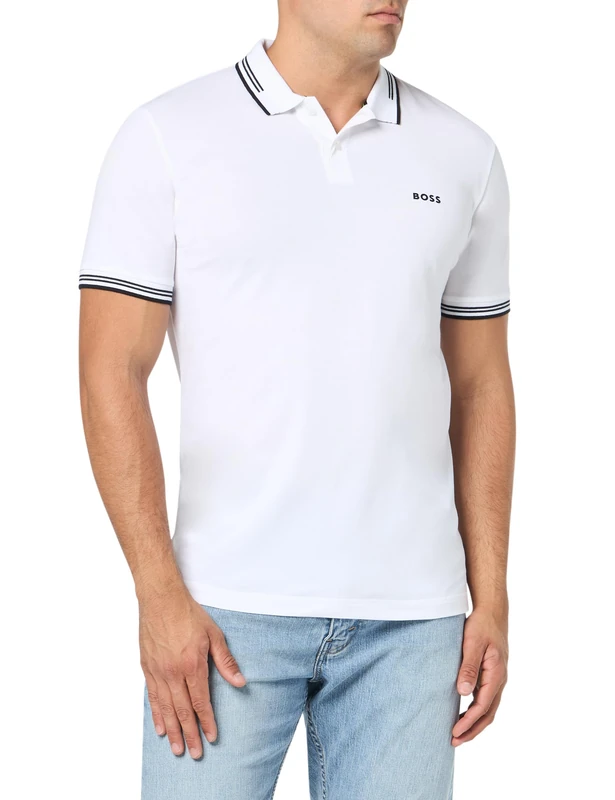 BOSS Men's Paul Polo Shirt, Clean White, XL - Image 1