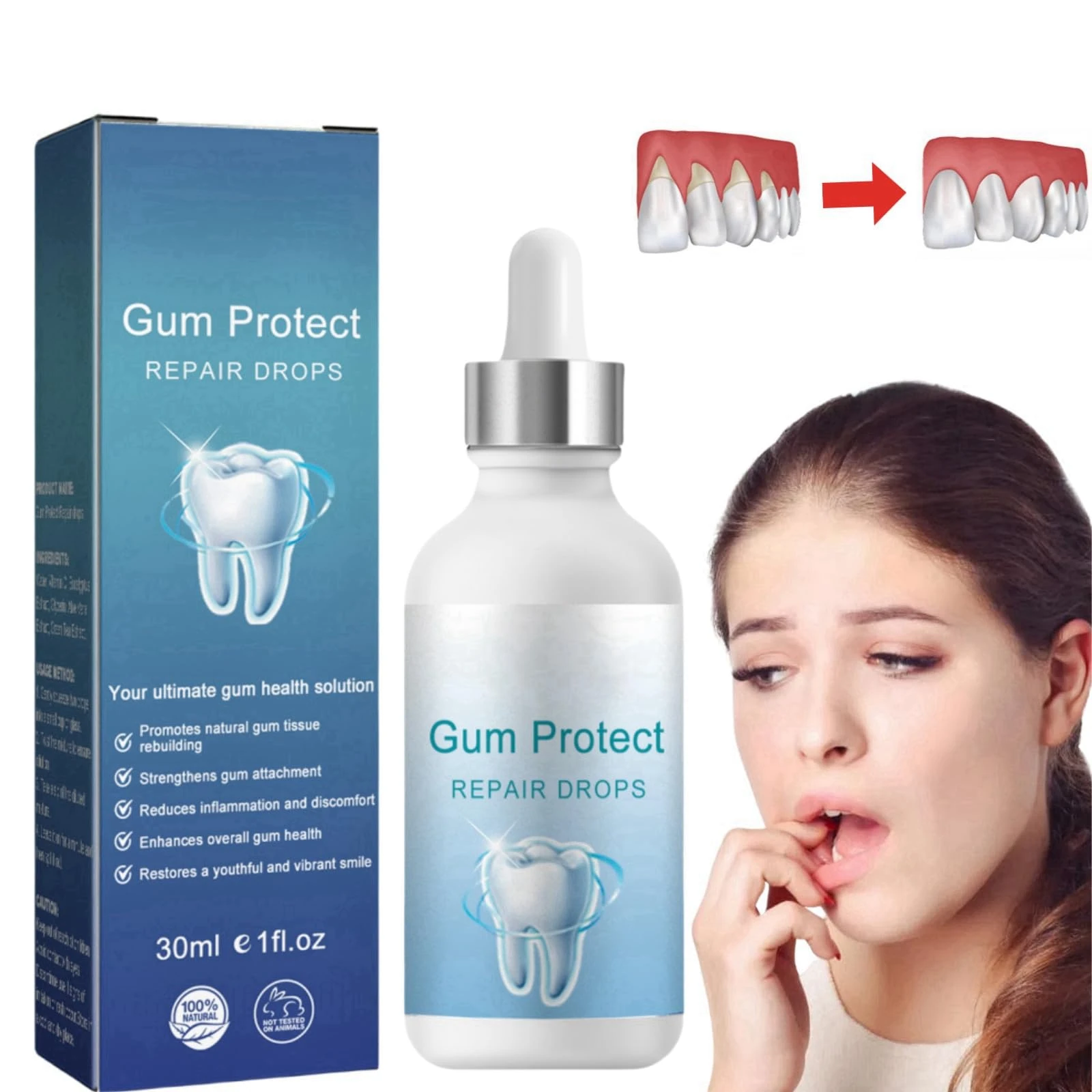 Gum Regrowth Drops,Gum Repair for Receding Gums,Natural Gum Restore Liquid Drops Mouthwash,Receding Gum Treatment,Gum Regrowth for Receding Gum,Gum Repair Treatment for Gum Health,Gum Disease Gel