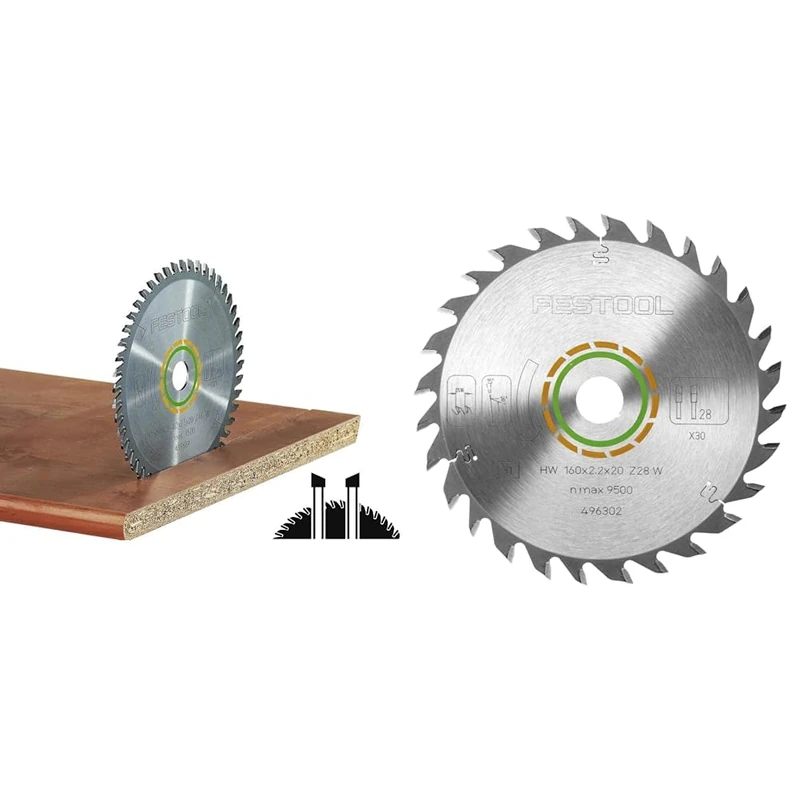 Festool Fine Tooth Saw Blade, 160 x 2.2 x 20 W48 & Universal Saw Blade, 160 x 2.2 x 20 W28