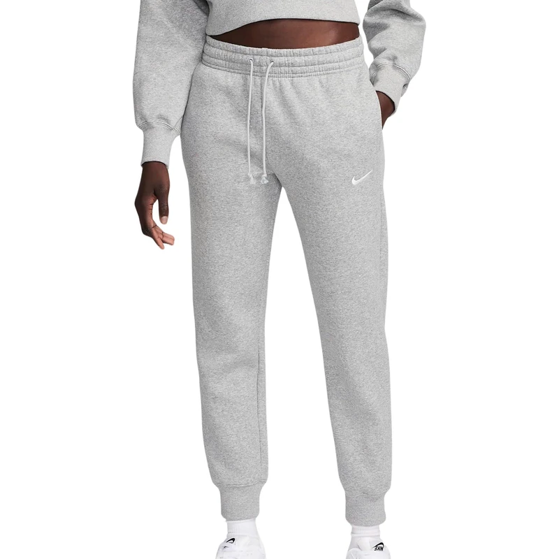 Nike Women's Phnx FLC Mr Std Pants, Dk Grey Heather/Sail, L