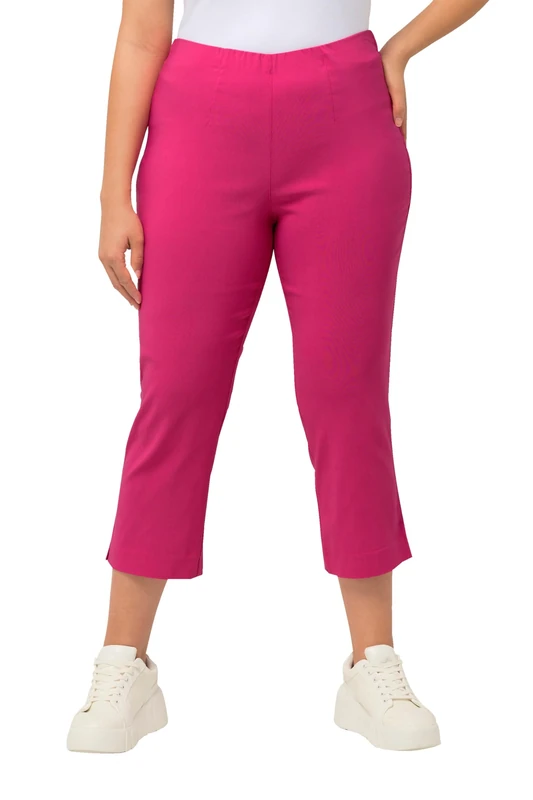 Ulla Popken Women's Bengalinhose, Wadenlang, Elastikbund, Stretch Mid-Calf Bengalin Pants, Fuchsia Pink, 56W x 32L