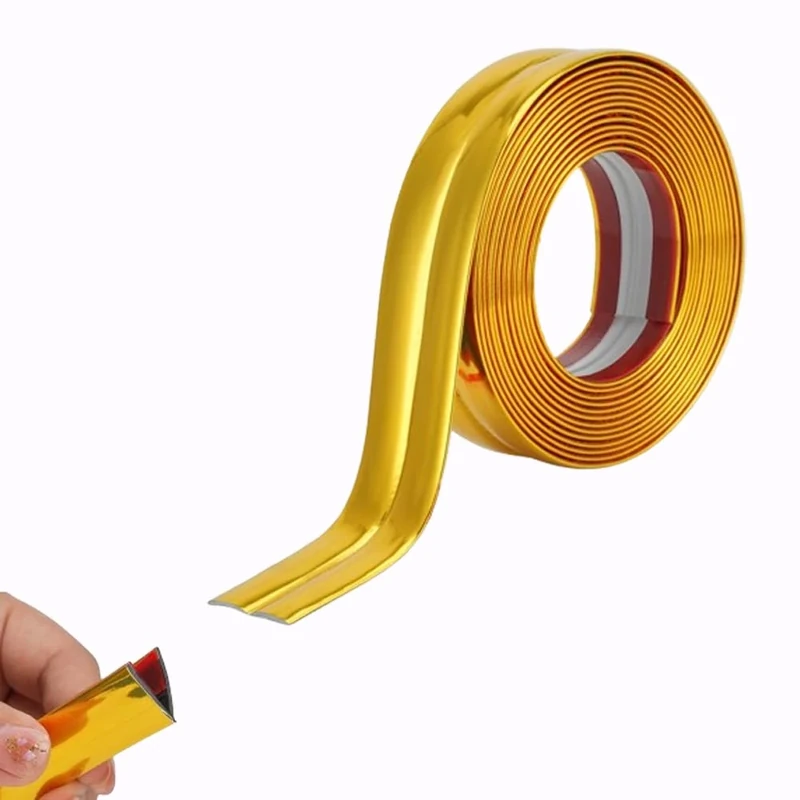 3M 10FT Inside & Outside Corner Trim, Peel and Stick Wall Molding, Flexible Angle Guard, Self Adhesive Edge Protector for Windows, Tables & Corners (4CM/Bright Gold)