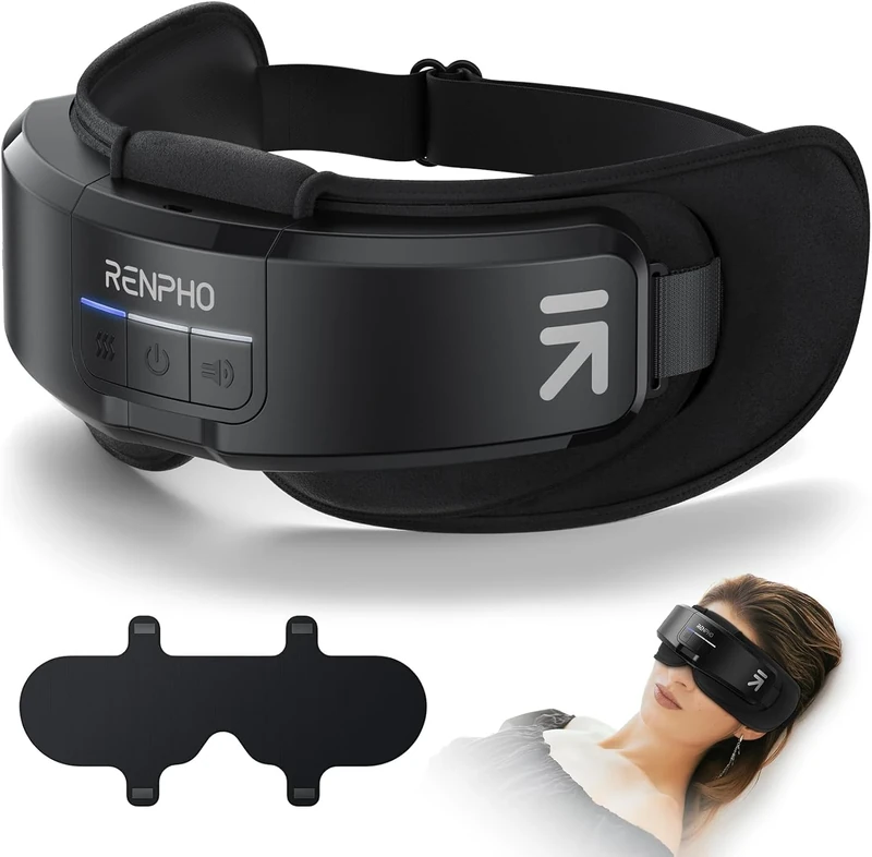 RENPHO Eyeris Shift 2-in-1 Multifunctional Eye Massager with Heat, Compression, Bluetooth, Removable Heated Eye Mask, Eye Care Device for Dry Eyes, Sleep Improvement