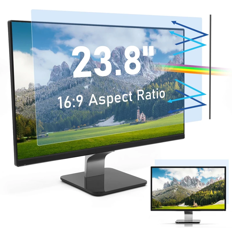 SOPPY 23.8 Inch 16:9 Blue Light Blocking Screen Protector, Compatible for Samsung Dell Acer HP ASUS Monitors(WxH: 528 x 297 mm) - Anti-UV Blue Light Blocking Film, Eye Protection Filter, 1 Pack