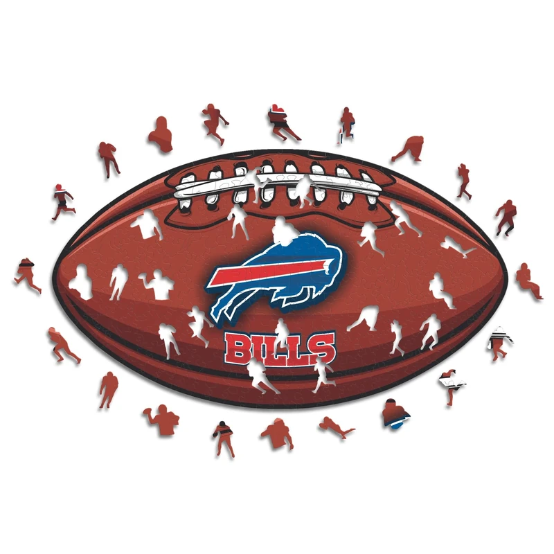 Iconic Puzzles, Buffalo Bills Crest, 100% eco-sustainable wooden puzzle with official license NFL, size M, 270 pieces